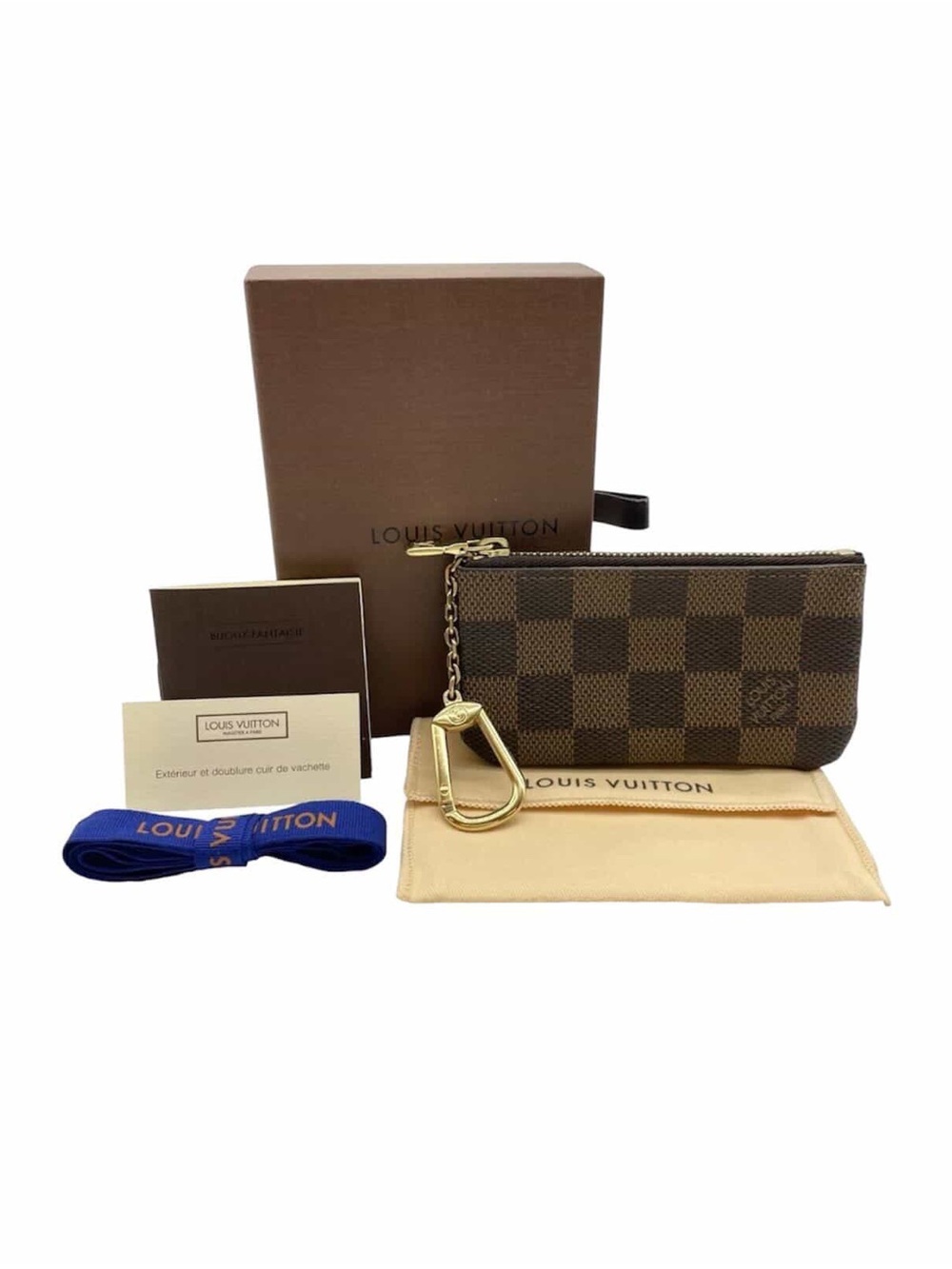 Authentic LOUIS VUITTON Damier Ebene Key Cles Pouch Wallet